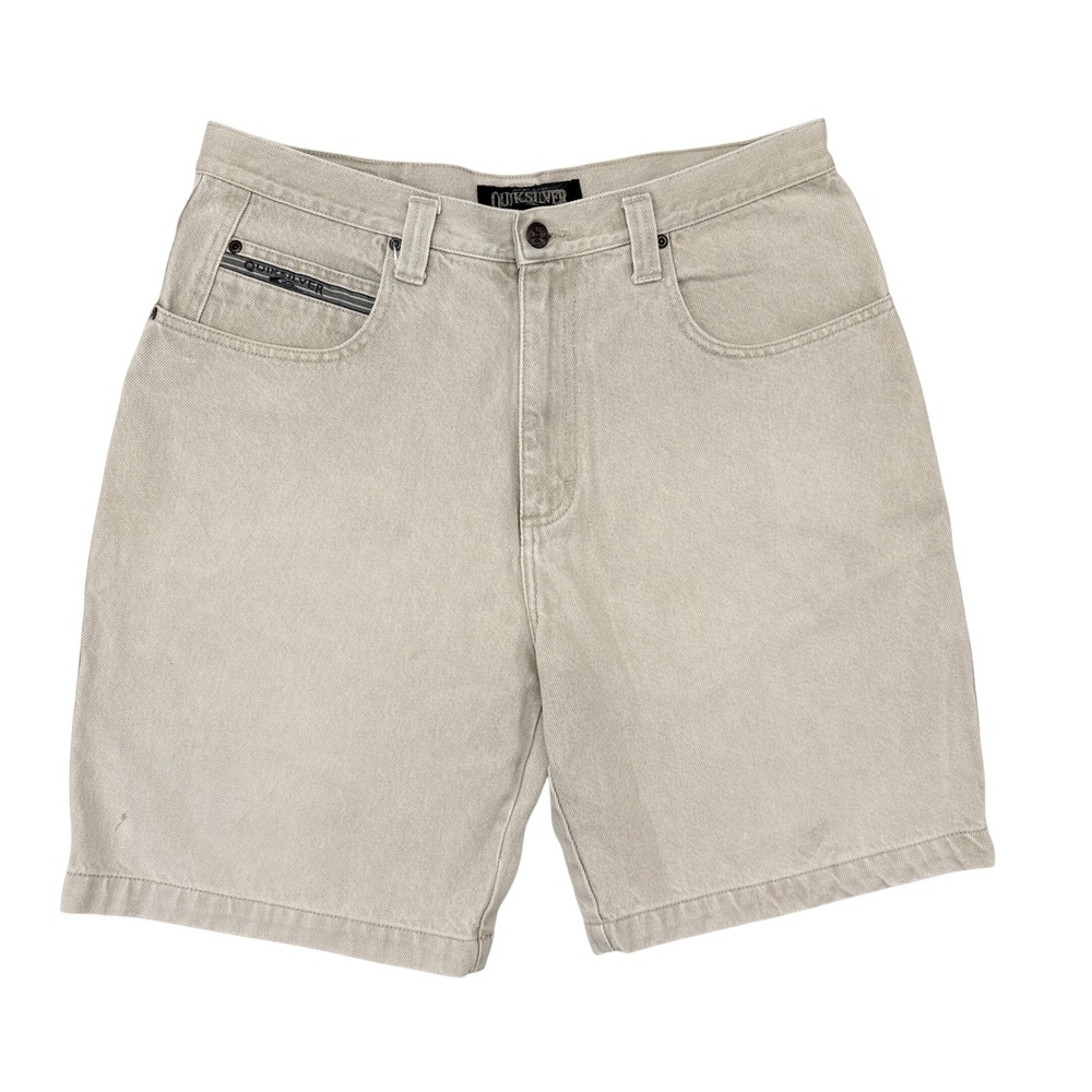 Vintage Quiksilver Denim Shorts Mens Size 34 Tan Jorts Y2K 90s Skater Casual
